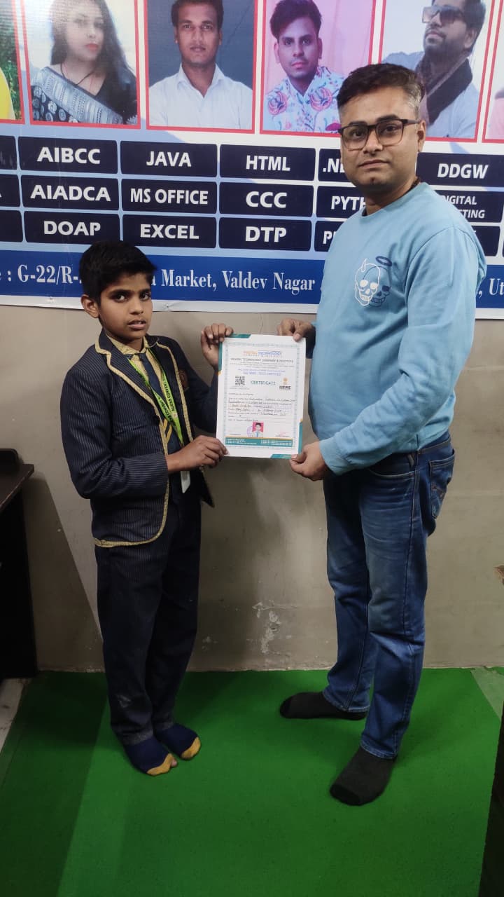 DTCI learner receiving a certificate from the programme instructor